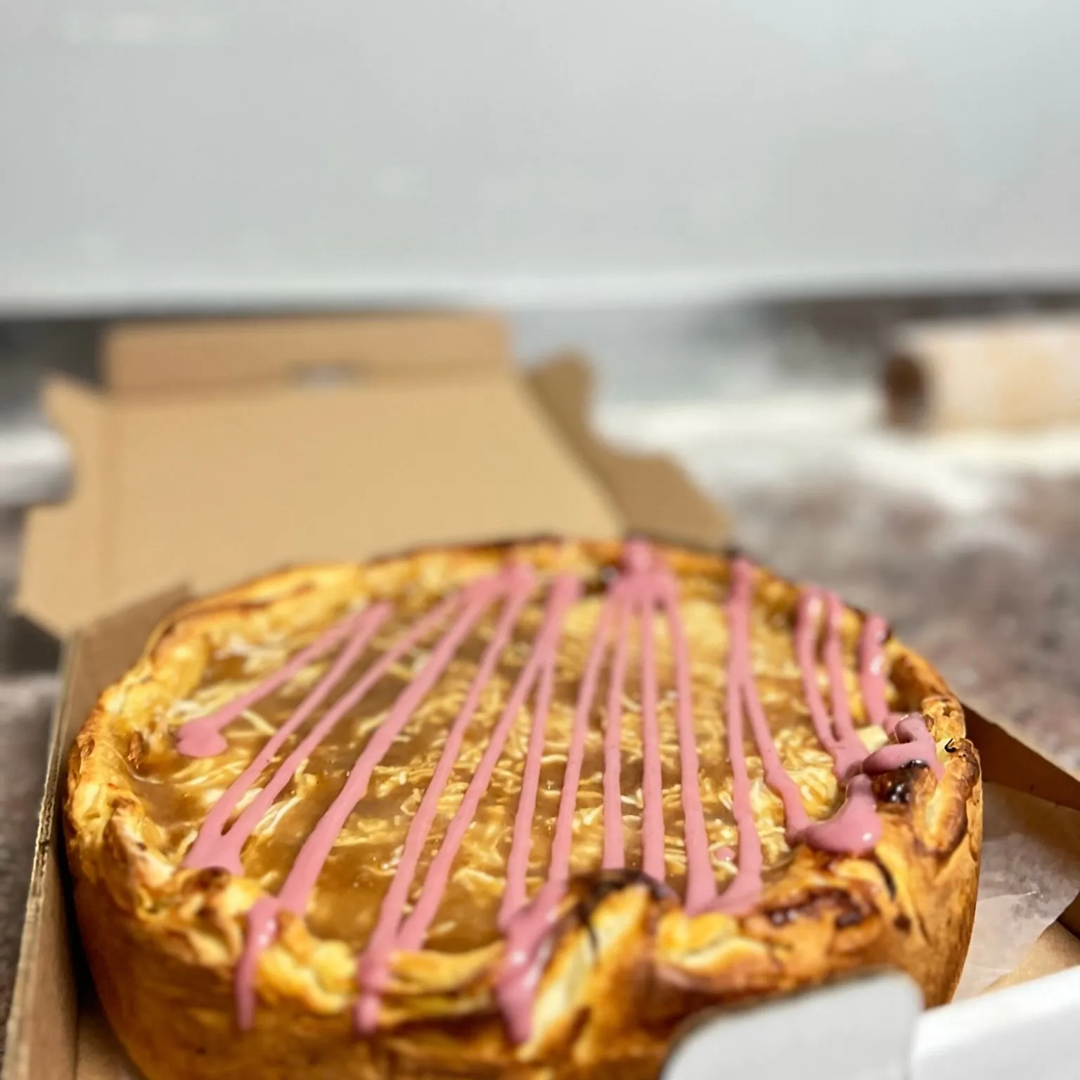Thanksgiving deep dish pizza in a box